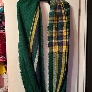 3/$20  X long infinity scarf, pattern with beautiful greens and yellow